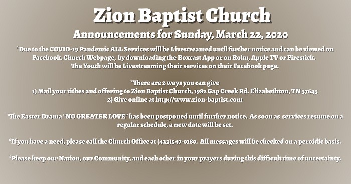 Zion Baptist Church Elizabethton, TN